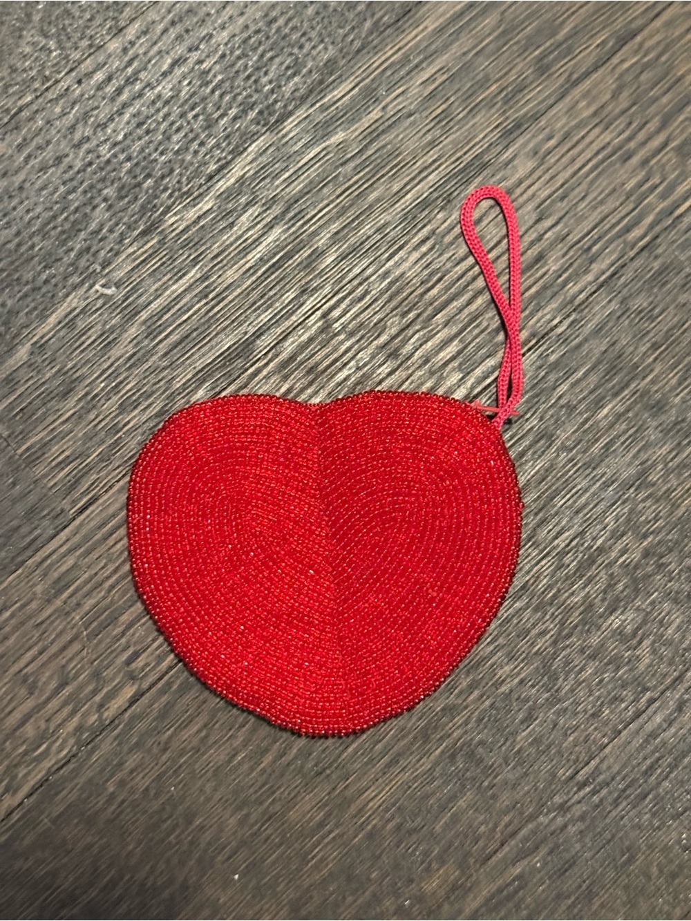 Red Heart Beaded Wristlet Pouch - Women Accessories